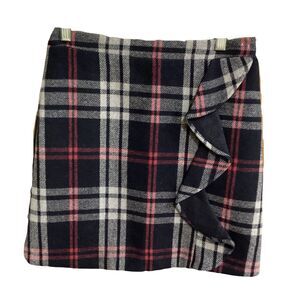 J. Crew Mercantile 0 Navy Blue Plaid Wool Skirt Classic Schoolgirl Clueless